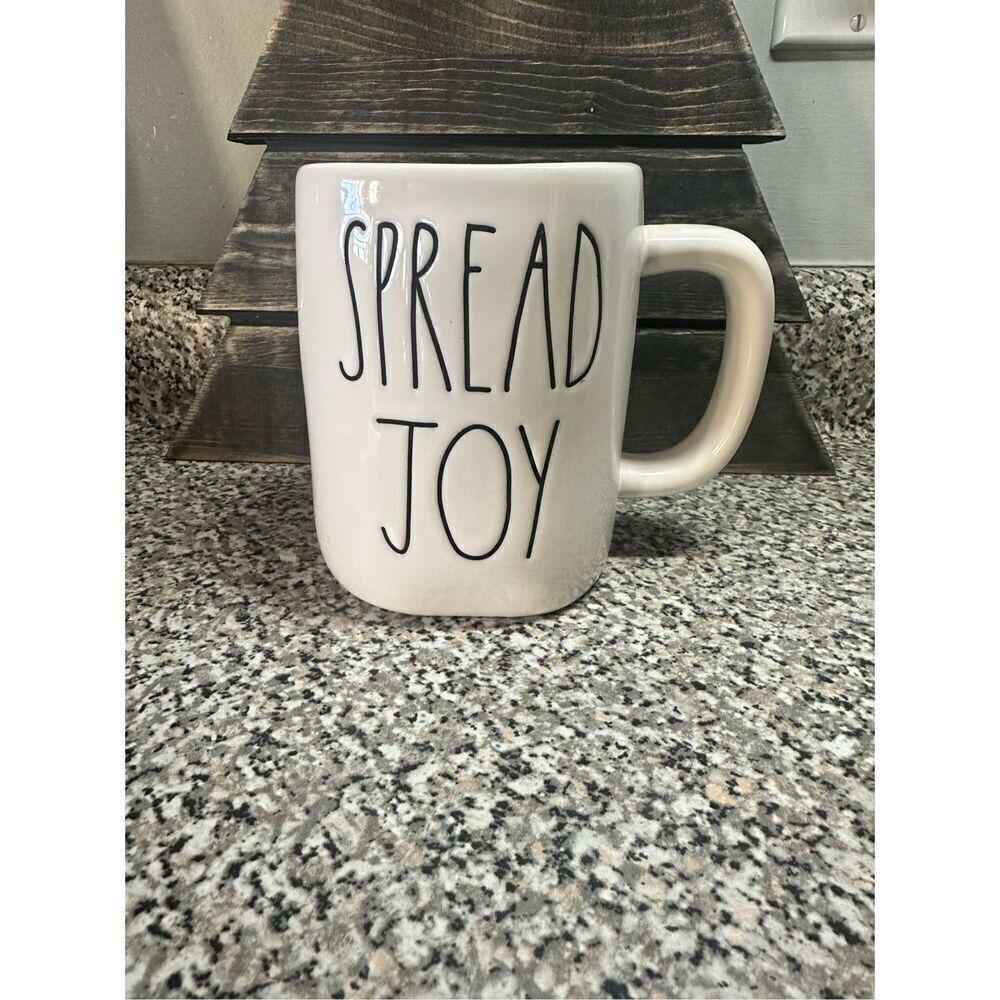 Rae Dunn SPREAD JOY White Ceramic Coffee Tea Mug